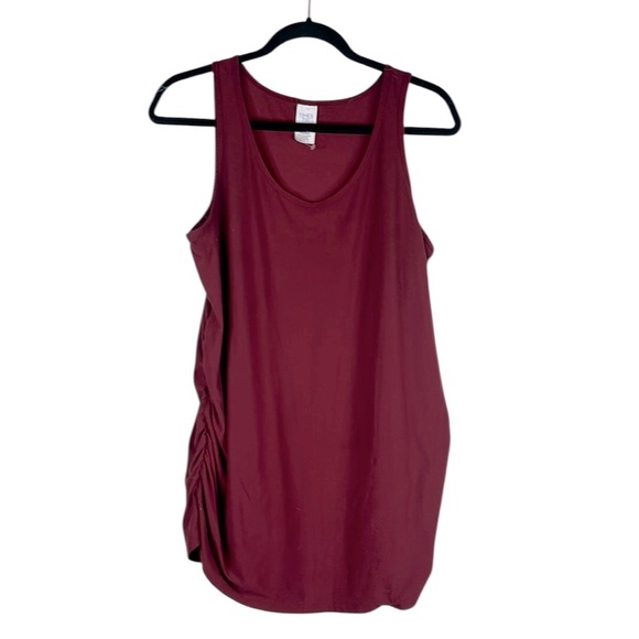 Time and Tru Burgundy Super Soft Gathered Sides Summer Maternity Tank Top Size L - Picture 1 of 5